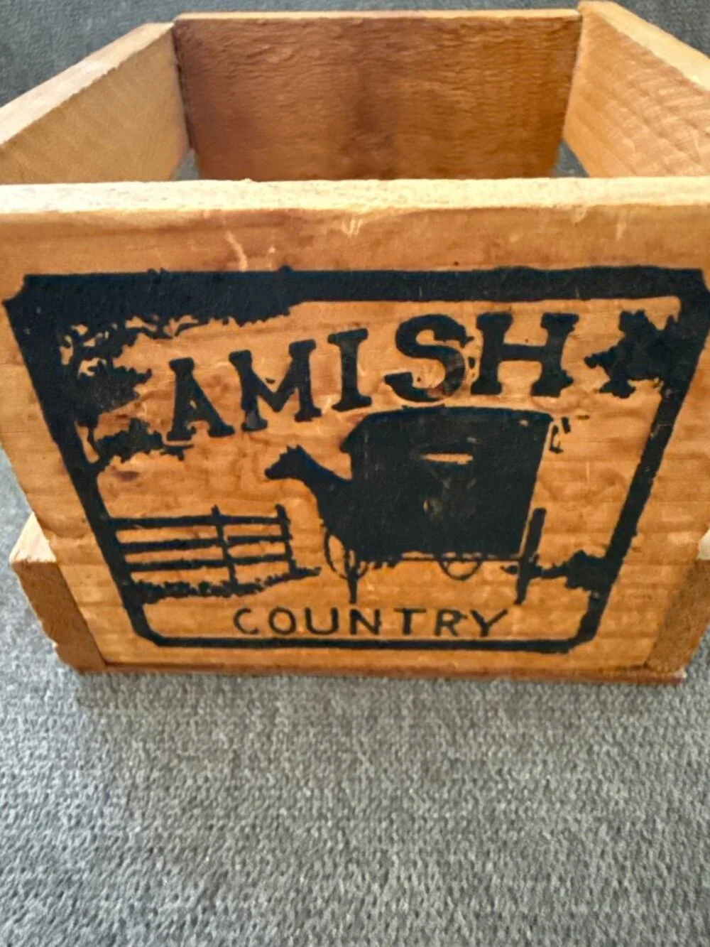 Amish Country Salt & Pepper Shakers With Wooden Holder Hand-Painted Ceramic Coll